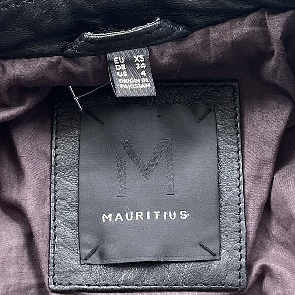 Mauritius Christy Rf Star Detail Leather Jacket, Vintage Black - NEW - Picture 11 of 15